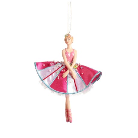 Baletnica na choinkę candy biało - różowa