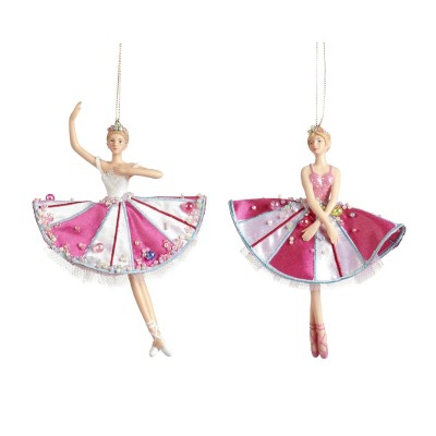 Baletnica na choinkę candy biało - różowa