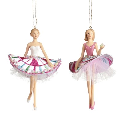 Baletnica na choinkę candy różowo - biała