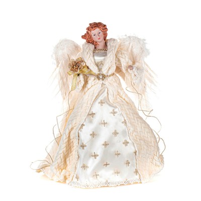 Czubek na choinkę lub figurka świąteczna anioł kremowo - biały 41 cm