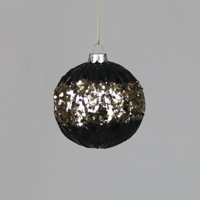 Bombka czarna ze złotymi wzorami - ozdoba świąteczna