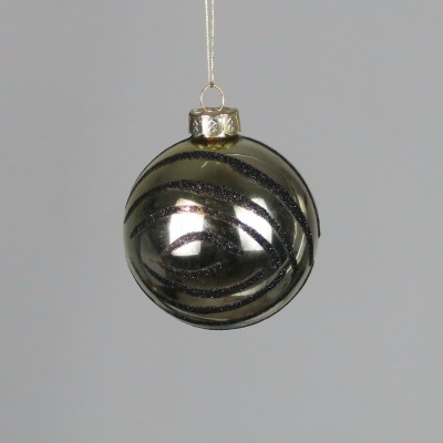 Bombka choinkowa szklana złoto - czarna 8 cm