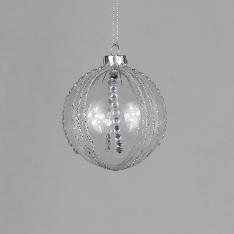 Bombka szklana ze srebrnymi wzorami - ozdoba świąteczna