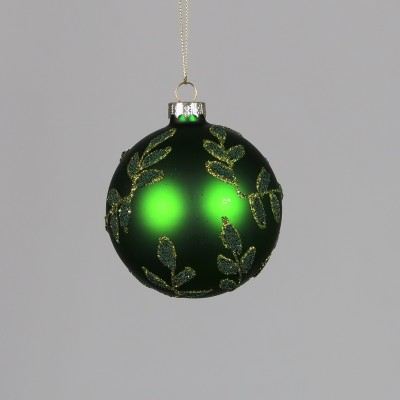 Bombka zielona z wzorami - ozdoba świąteczna