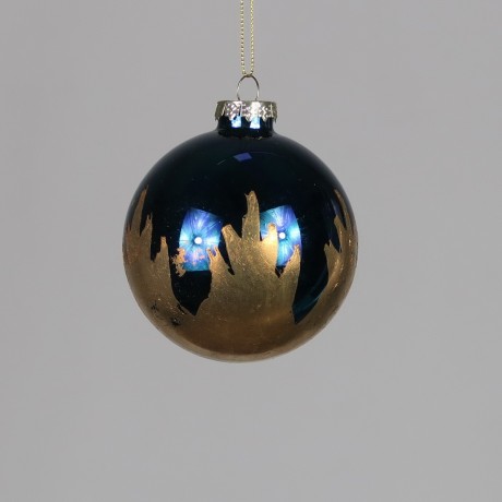 Bombka granatowa ze złotym wzorem - ozdoba świąteczna