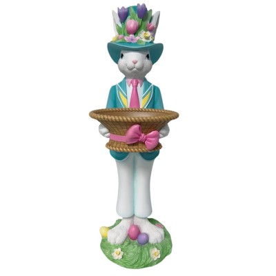 Zając wielkanocny z koszykiem duża figurka pastelowe kolory 82 cm
