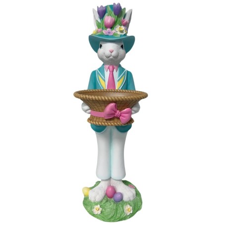 Zając wielkanocny z koszykiem duża figurka pastelowe kolory 82 cm