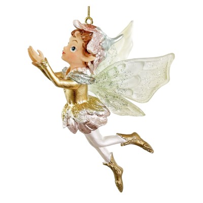 Elf na choinkę zielono - złoty 10 cm
