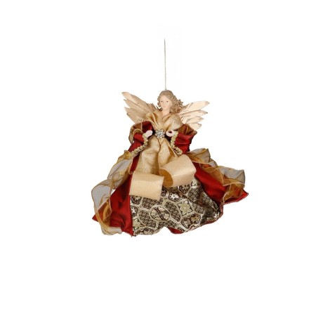 Anioł na choinkę burgundowo - złoty 25 cm