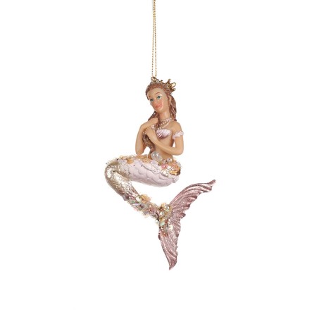 Syrenka na choinkę szampańsko - różowa 13 cm