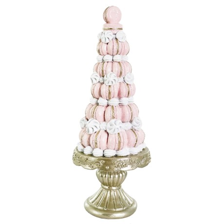 Tort candy macarons biało - różowy 30 cm