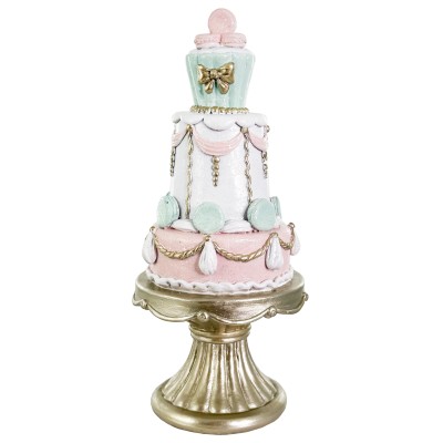 Tort candy macarons miętowo - różowy 32 cm