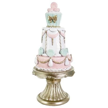 Tort candy macarons miętowo - różowy 32 cm
