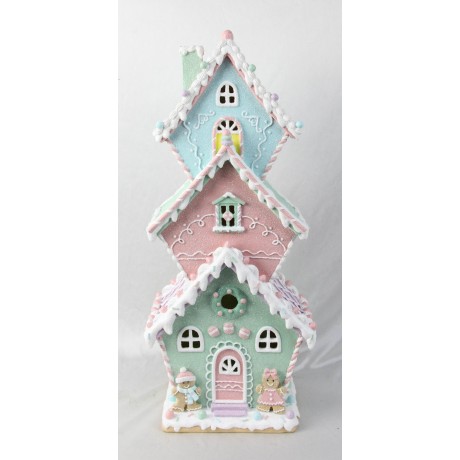 Domek LED piernikowy pastelowy candy 47 cm