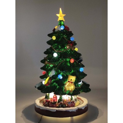 Pozytywka świąteczna choinka z pociągiem 42 cm