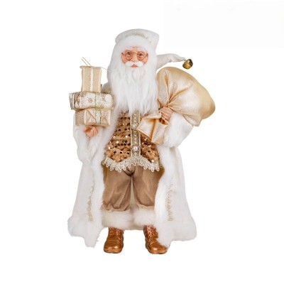 Święty Mikołaj kremowo - złoty figurka 46 cm
