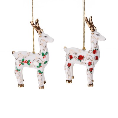 Zawieszka na choinkę porcelanowy jeleń 10 cm