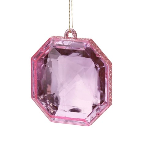 Zawieszka na choinkę klejnot różowy 10 cm