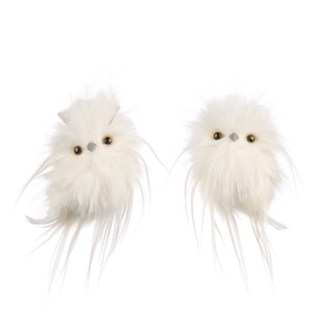 Zawieszka na choinkę sowa kremowo - biała 11 cm