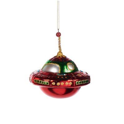 Zawieszka na choinkę szklana ufo 14 cm