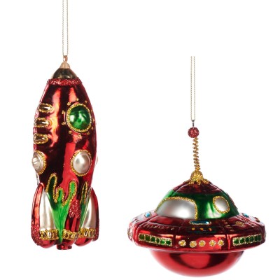 Zawieszka na choinkę szklana ufo 14 cm