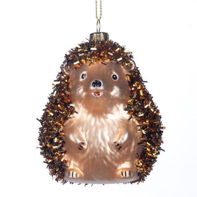 Zawieszka na choinkę szklana brązowy jeż 10 cm