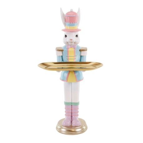 Zając wielkanocny ze złotą tacą figurka 45 cm