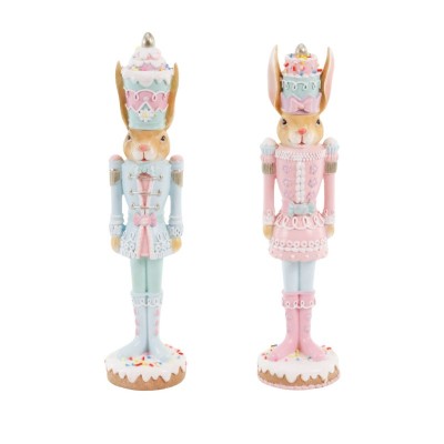 Zając wielkanocny nutcracker różowy figurka 26 cm