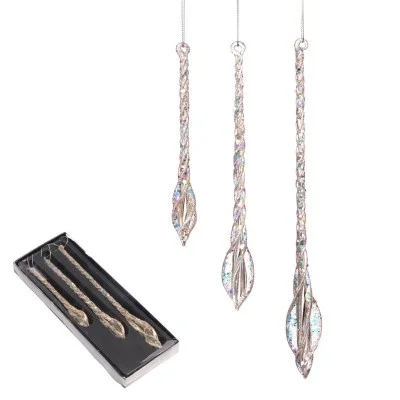 Zawieszki na choinkę szklane sople iridescent zestaw 15/20/25 cm