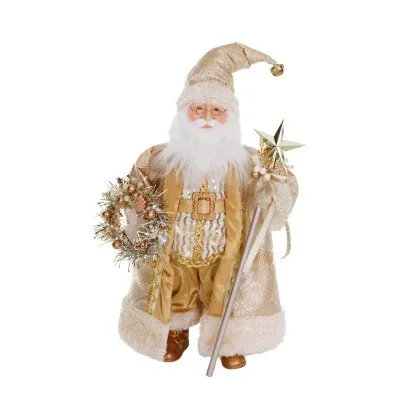 Święty Mikołaj kremowo - złoty figurka 46 cm