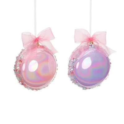 Zawieszka na choinkę szklana makaronik candy fioletowy 12 cm