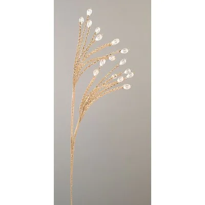 Gałązka ozdobna złota z cyrkoniami i kryształkami 78 cm