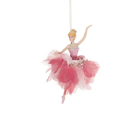 Baletnica na choinkę różowo - burgundowa w różowych baletkach 18 cm