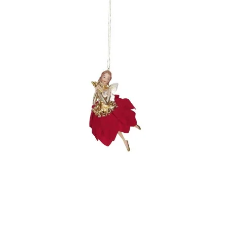 Figurka na choinkę wróżka czerwona trzymająca w dłoni ważkę 16 cm