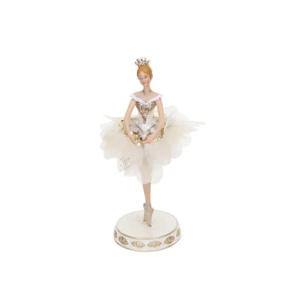 Baletnica kremowo - szampańska figurka obie ręce w dole 29 cm
