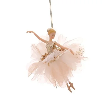 Baletnica na choinkę szampańska w złotych baletkach 17 cm