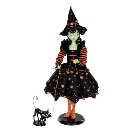 Figurka na Halloween czarownica z kotem 90 cm