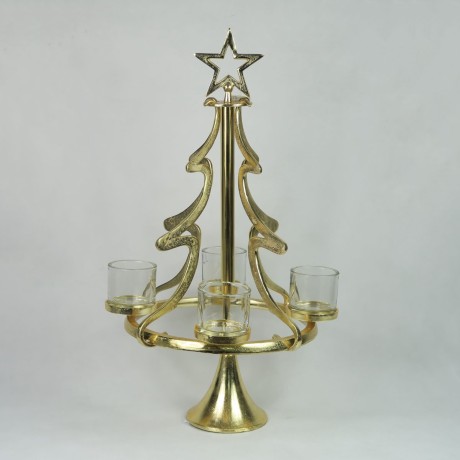 Świecznik złoty aluminiowy - choinka 72 cm