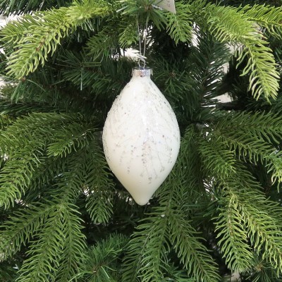 Bombka podłużna perłowa zdobiona - ozdoba świąteczna
