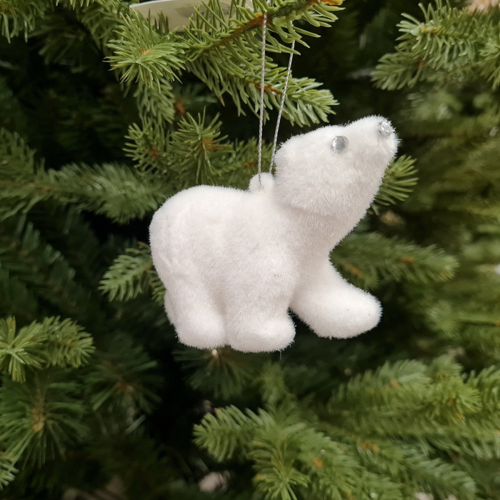 Zawieszka na choinkę biała - niedźwiedź polarny 9 cm
