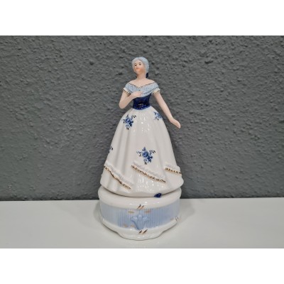 Pozytywka porcelanowa nakręcana ręcznie - dama