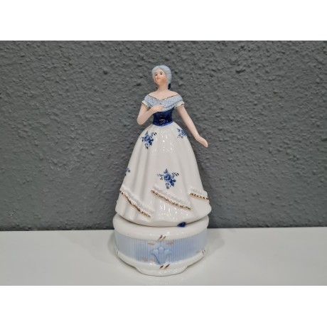 Pozytywka porcelanowa nakręcana ręcznie - dama