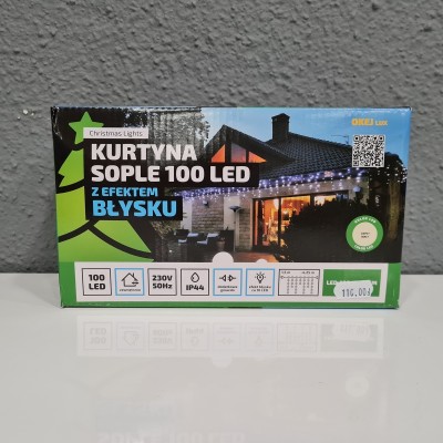 Kurtyna sople 100 Led z efektem błysku ciepły biały