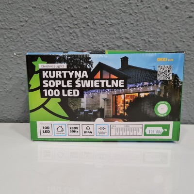 Kurtyna sople 100 Led zimny biały