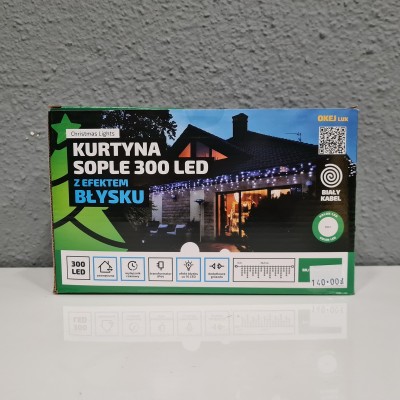 Kurtyna sople 300 Led z efektem błysku zimny biały