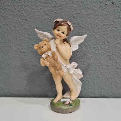 Figurka świąteczna - aniołek z misiem 26 cm