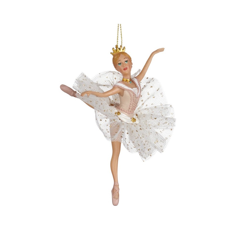 Baletnica na choinkę biało - różowa księżniczka 13 cm