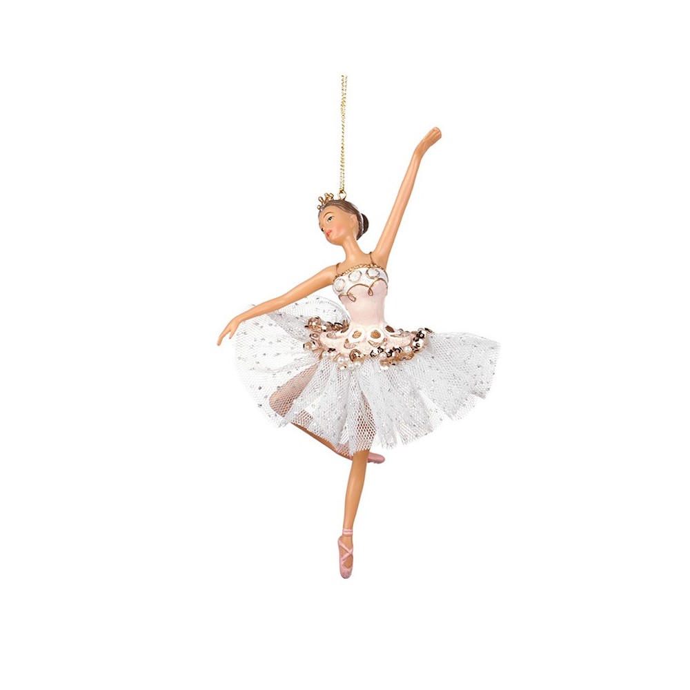 Baletnica na choinkę biało - różowa
