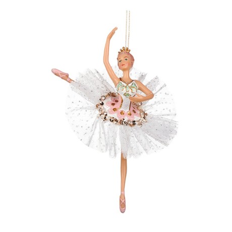 Baletnica na choinkę biało - różowa