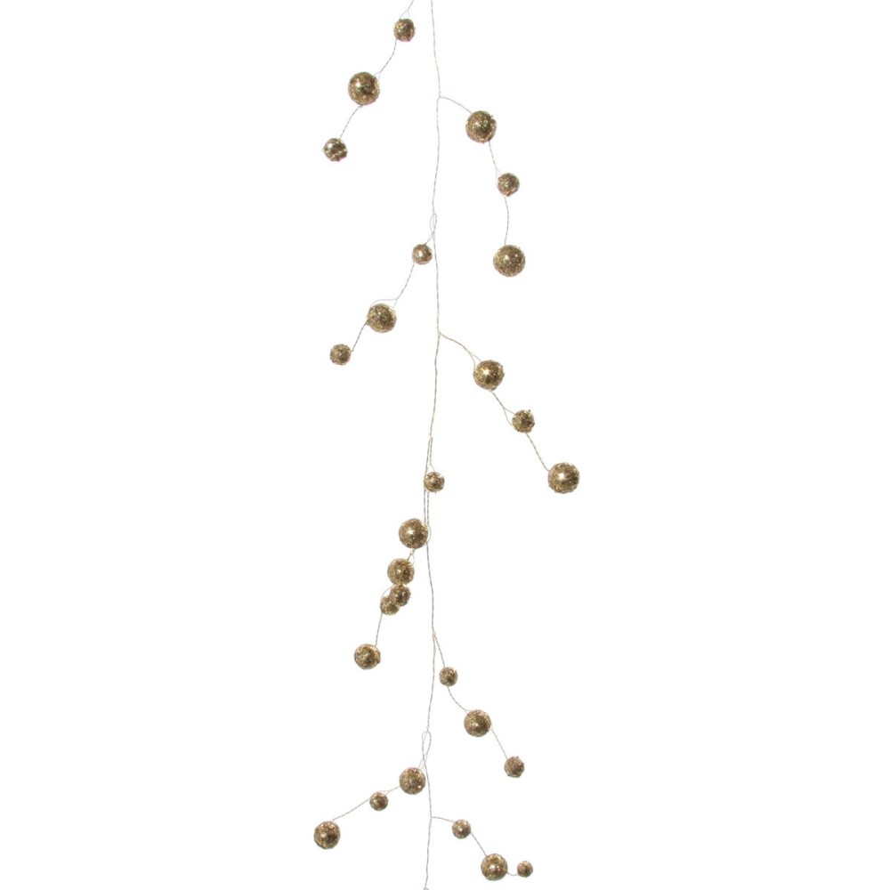 Łańcuch na choinkę złoty kuleczki brokatowe 180 cm